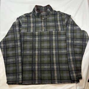 John Wayne Stock & Supply Men's 2XL Green Plaid Fleece 1/4 Snap Pullover Jacket